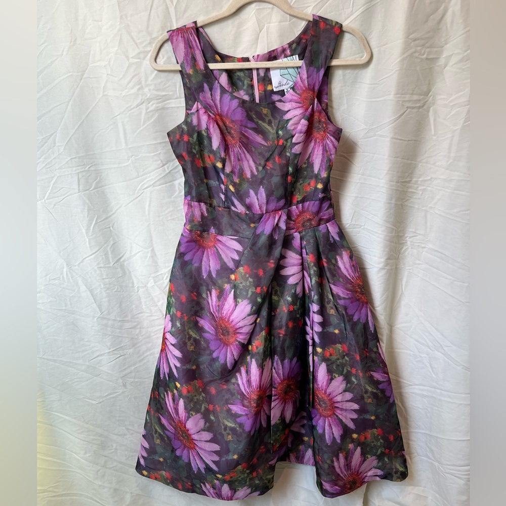 retro vintage 50s inspired purple floral dress